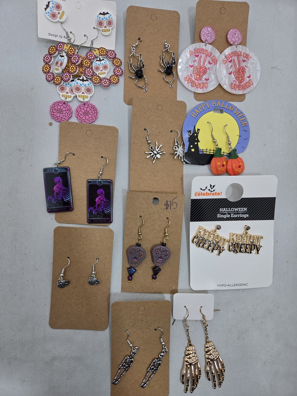 Huge Halloween Earring Lot Spooky Skeleton Skull Tarot Pumpkin Creepy Chic 👻🎃